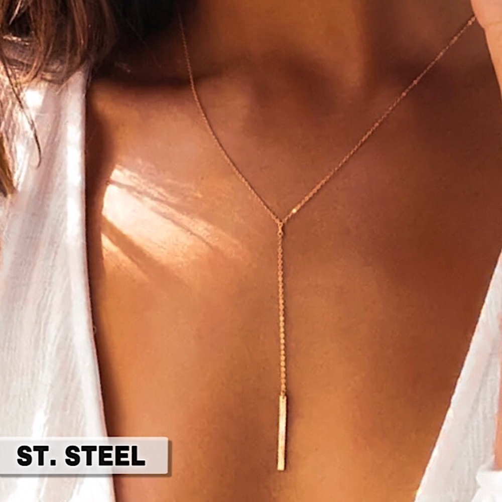 ⚜️𝟯𝟬%𝗢𝗙𝗙 𝗯𝘂𝗻𝗱𝗹𝗲𝘀 𝟯+⚜️ NEW Bar Drop Delicate Stainless Steel Necklace